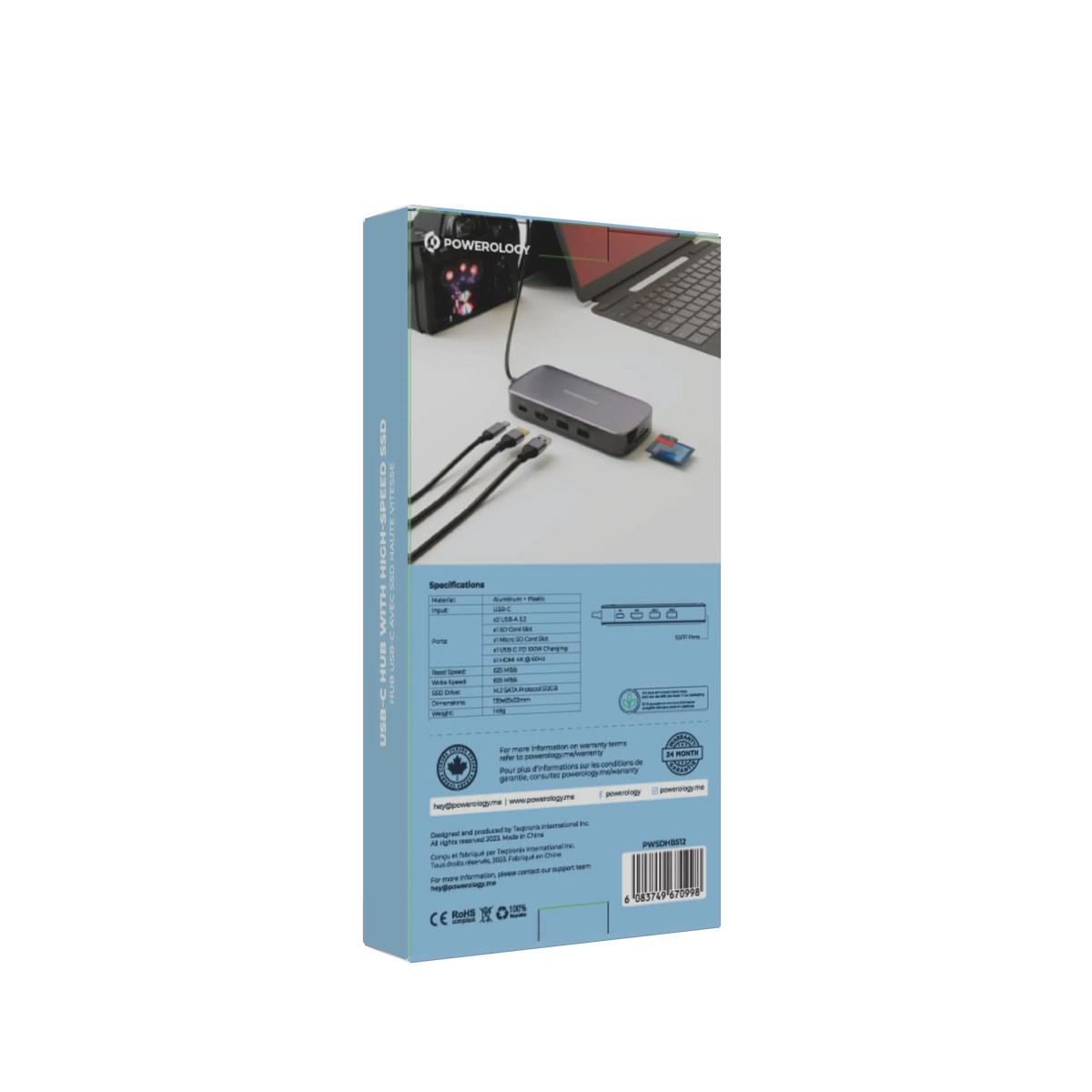 Powerology 512gb USB C Hub Ssd Drive All in One Connectivity Storage PD 100w Gray – image 15