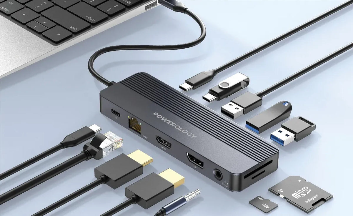 Powerology 12 in 1 USB C Multi Port Hub Gray – image 3