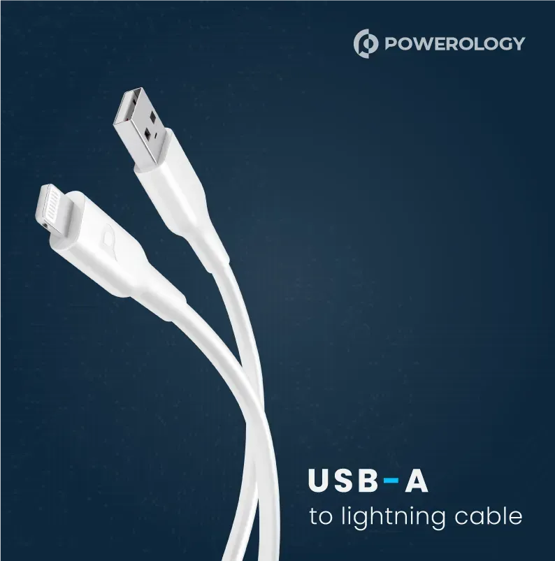 Powerology TPEUSB-A To Lightning Data Sync And Charge 1.2 m - White – image 3