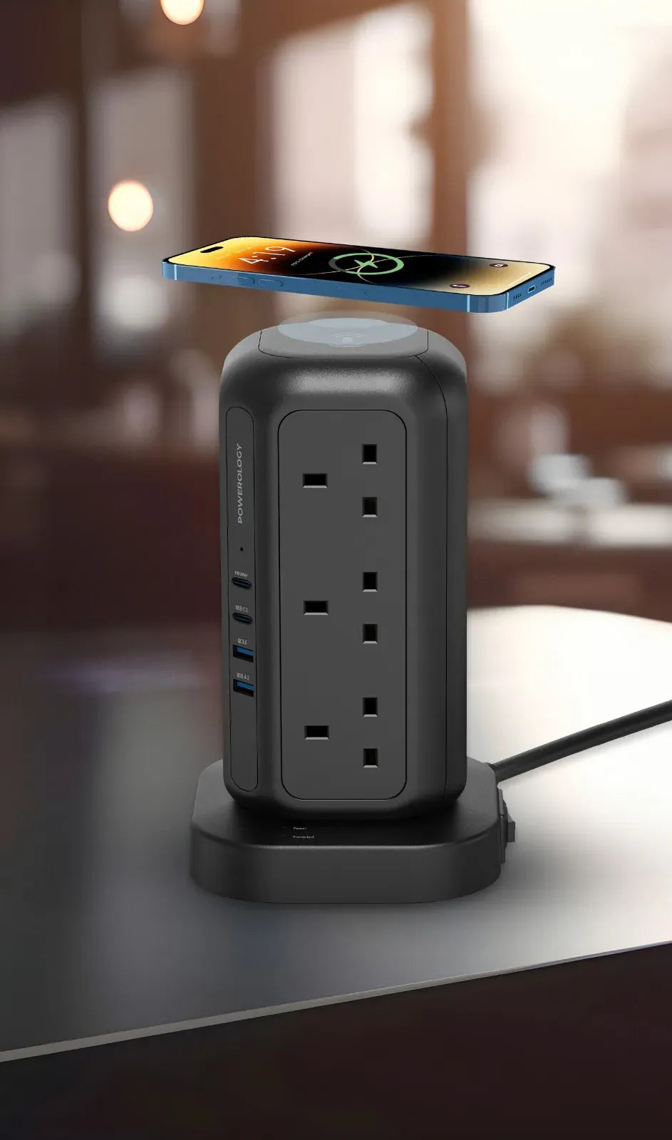 Powerology 12 AC Sockets Gan Tower Hub Black – image 11