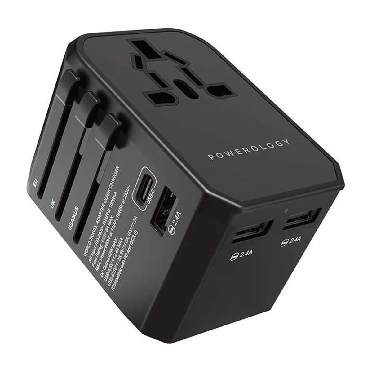 Powerology Universal Multi-Port Travel Charger - Black – image 7