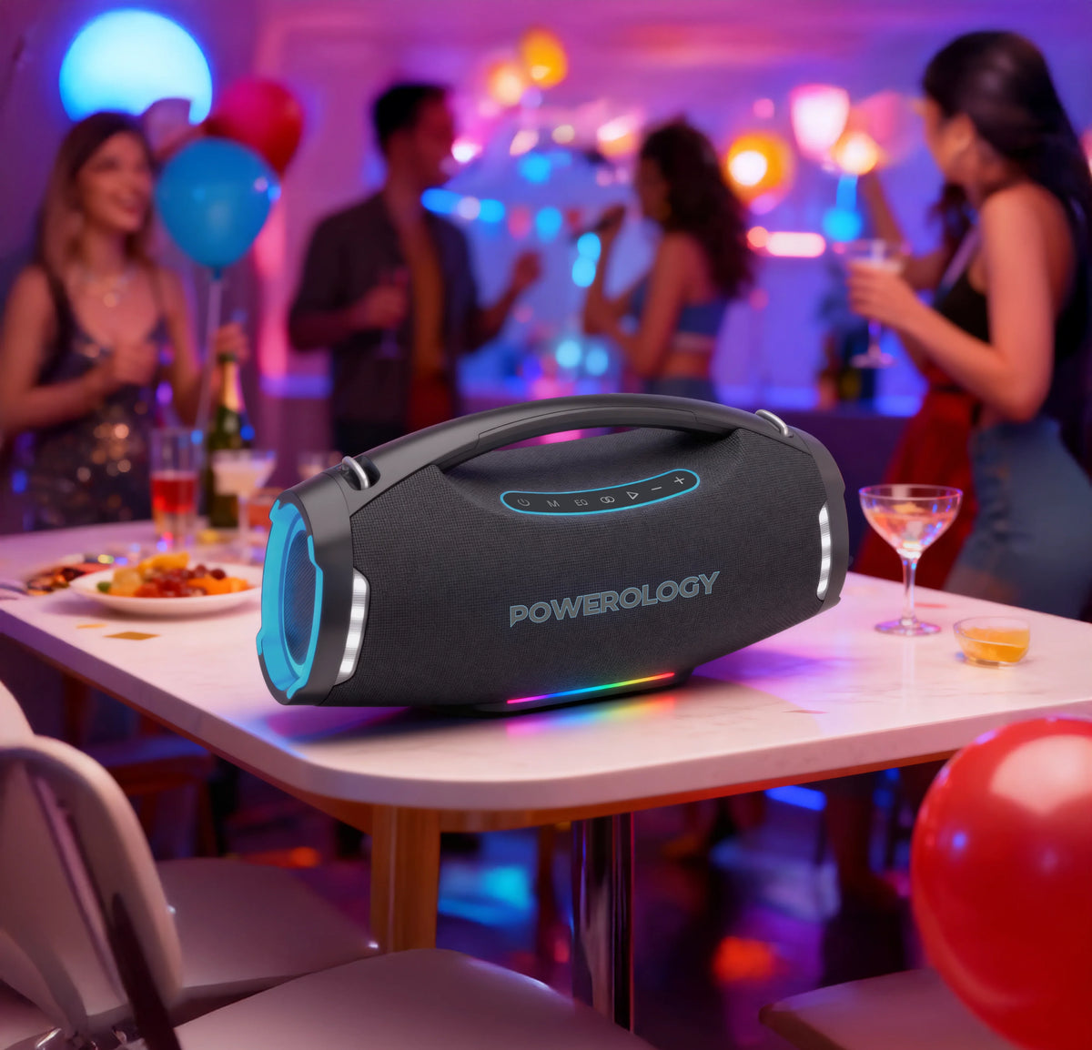 Powerology Rock 350w Rgb Lighting Speaker Black – image 1