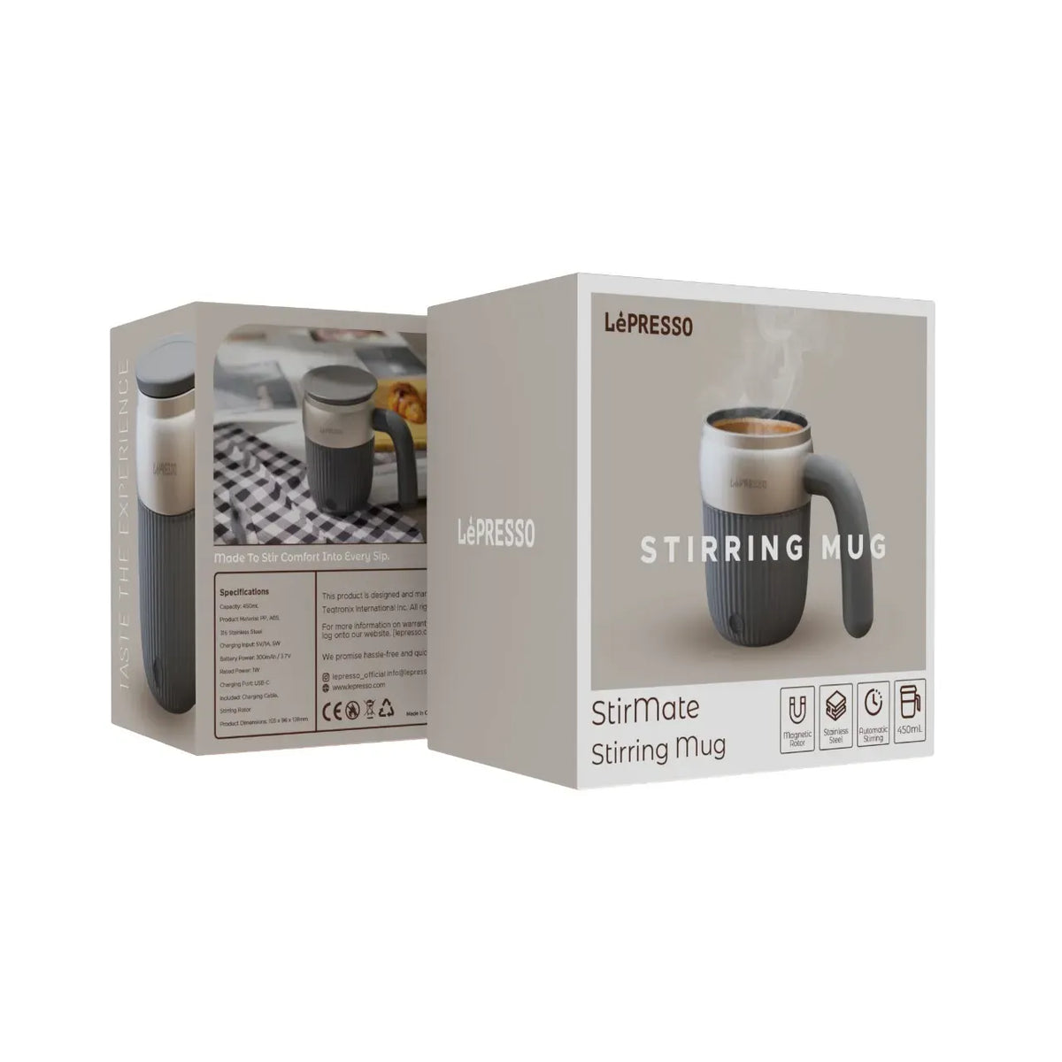 LePresso Auto Magnetic Stirring Mug 450ml Gray – image 13