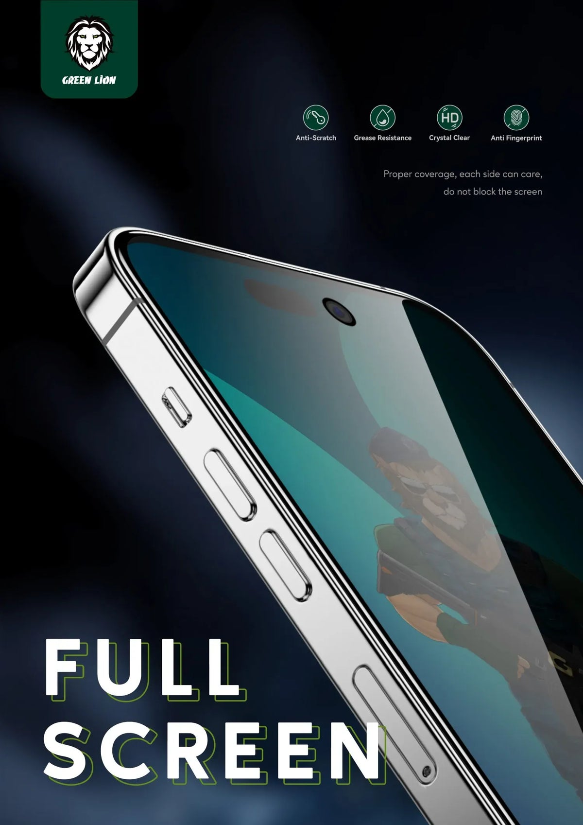 Green Lion 3d Pet Privacy Glass Screen Protector for Iphone 14 Pro Max Black Edge Privacy – image 8