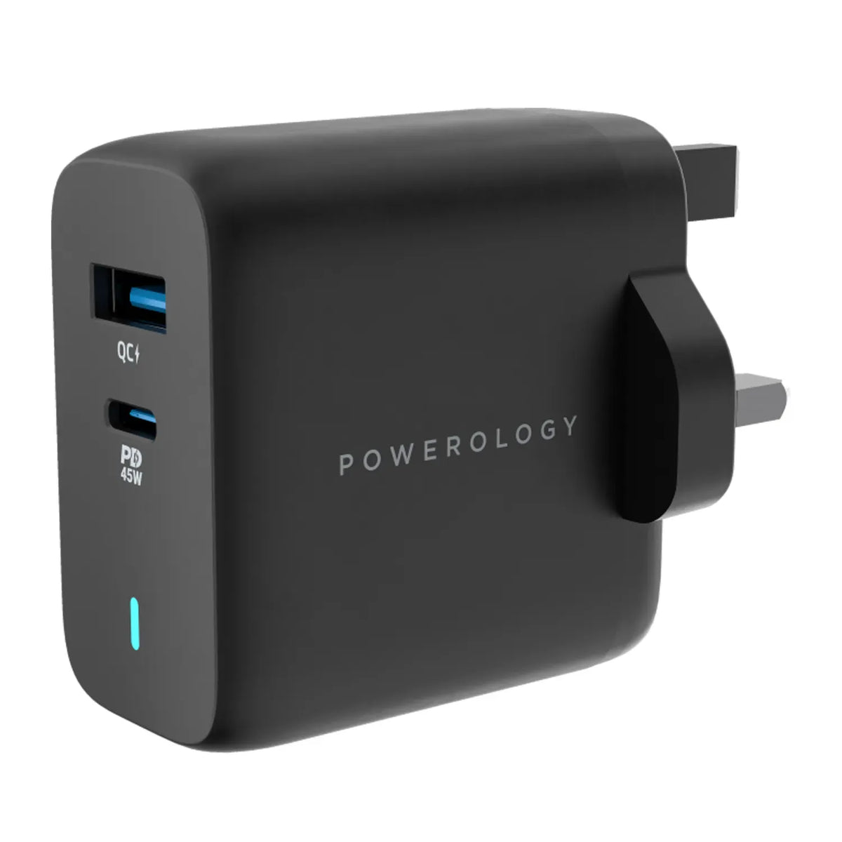 Powerology 63w Ultra Quick Gan Charger 45w PD USB A Quick Charge 18wqc3 0 with 60w Type C to Type C Cable – image 4