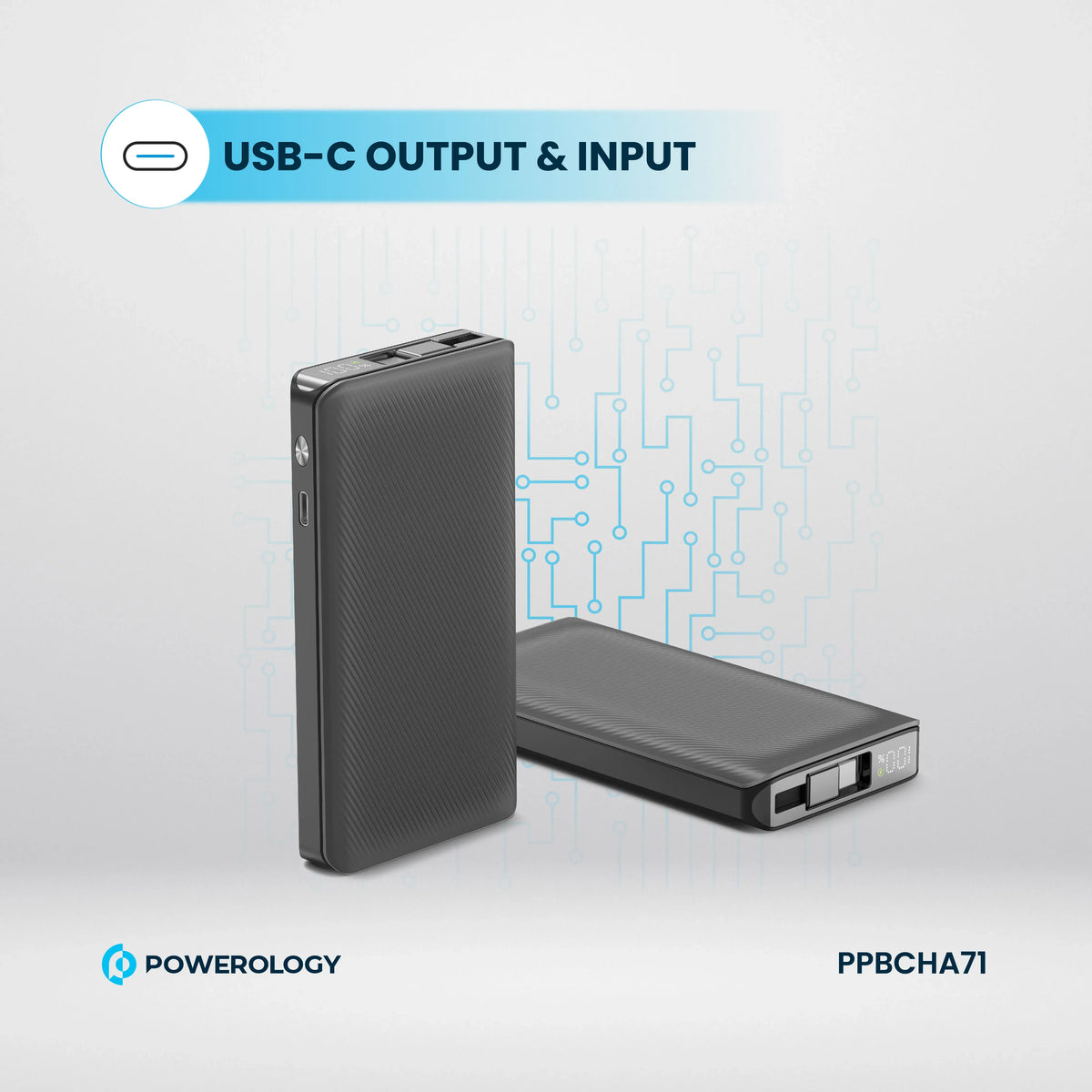 Powerology 10000mAh Retractable Cable Power Bank Black – image 10