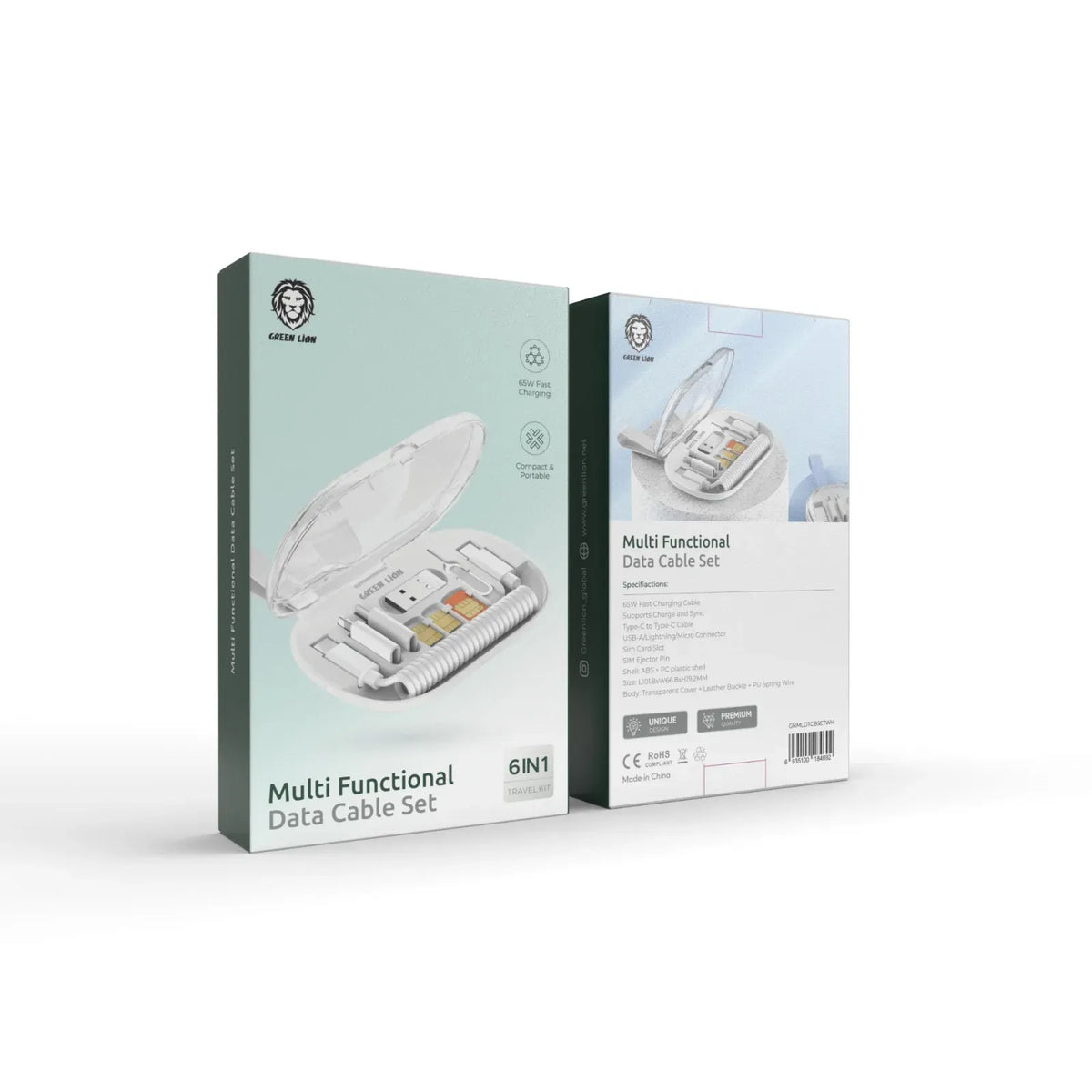 Green Lion 6 in 1 Multi Functional Data Cable Set White – image 3