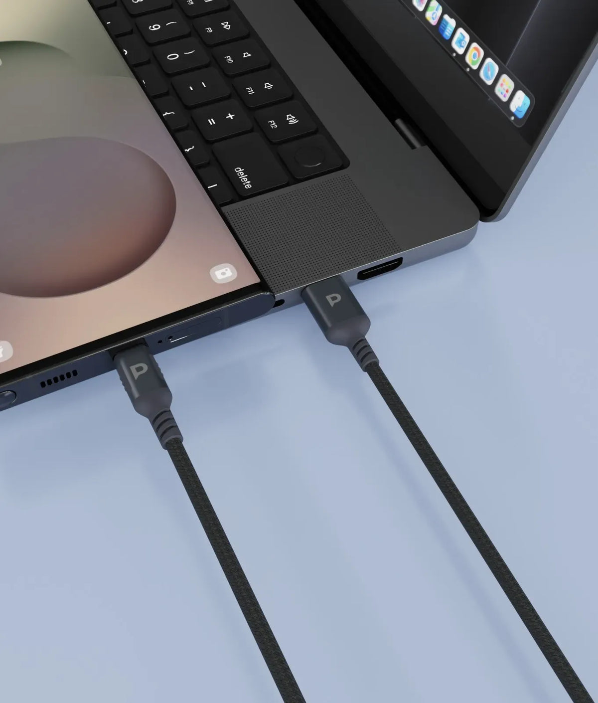 Powerology Power Sync Weave USB-A to USB-C PD 20 W 1.2 M Cable - Gray – image 2