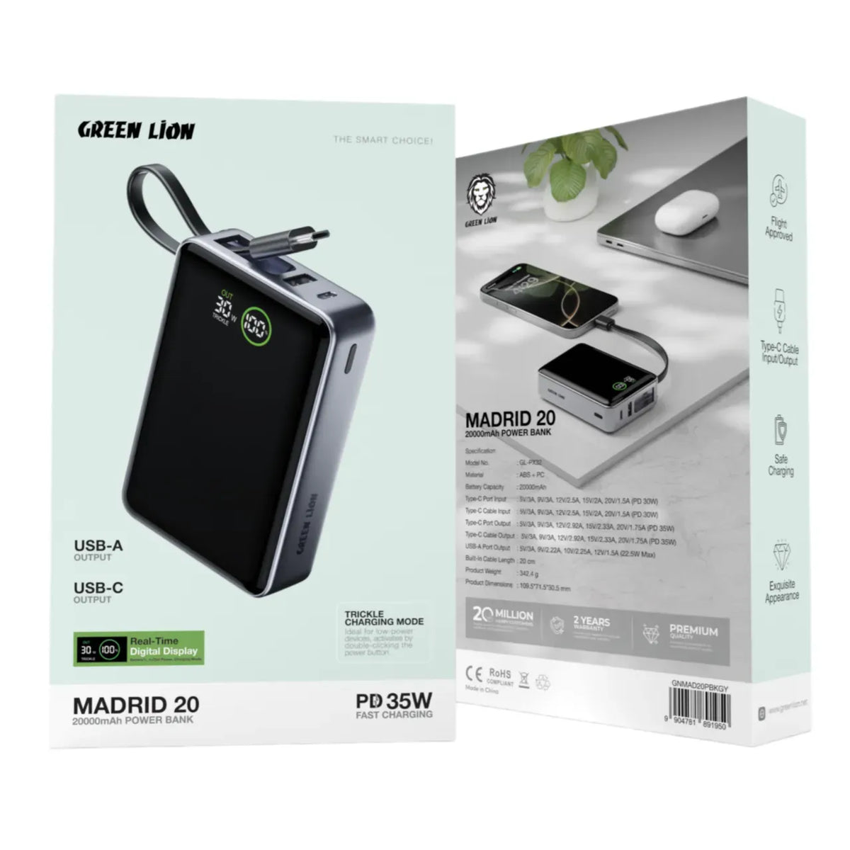 Green Lion Madrid 20 Power Bank 20000mAh PD 35w Gray – image 5