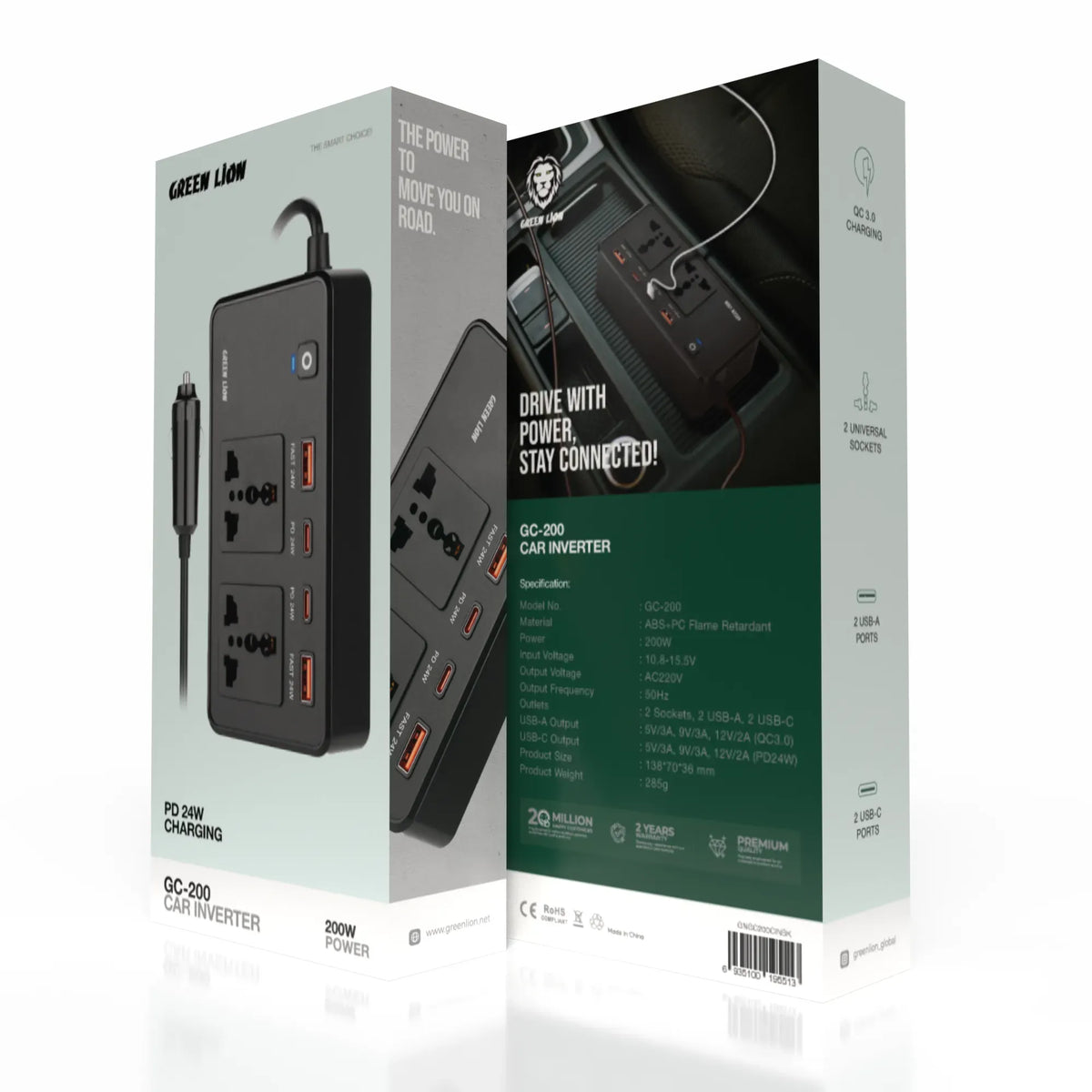 Green Lion GC-200 Car Inverter - Black – image 3