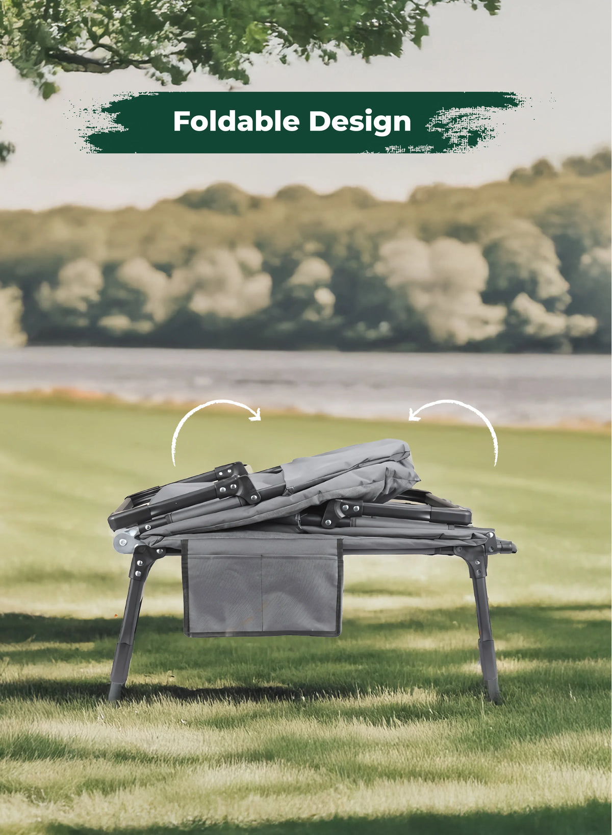 Green Lion Foldable Camping Bed Gray – image 2