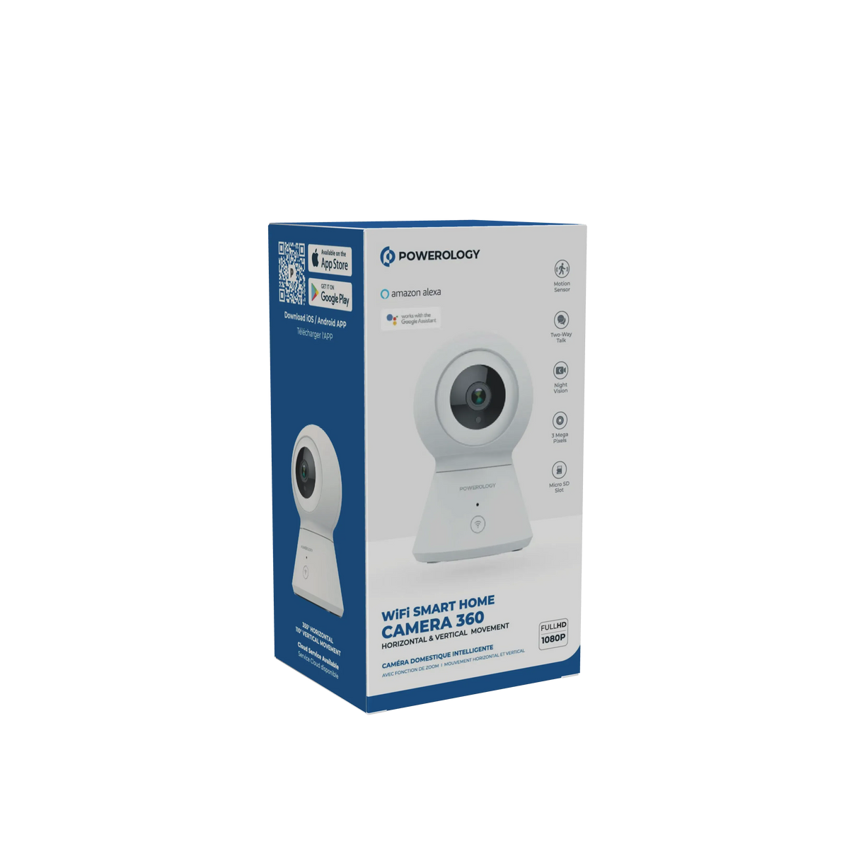 Powerology Wifi Smart Home Camera 360 Horizontal and Vertical Movement - White – image 8