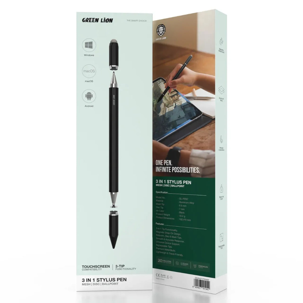 Green Lion 3 in 1 Stylus Pen - Black – image 2
