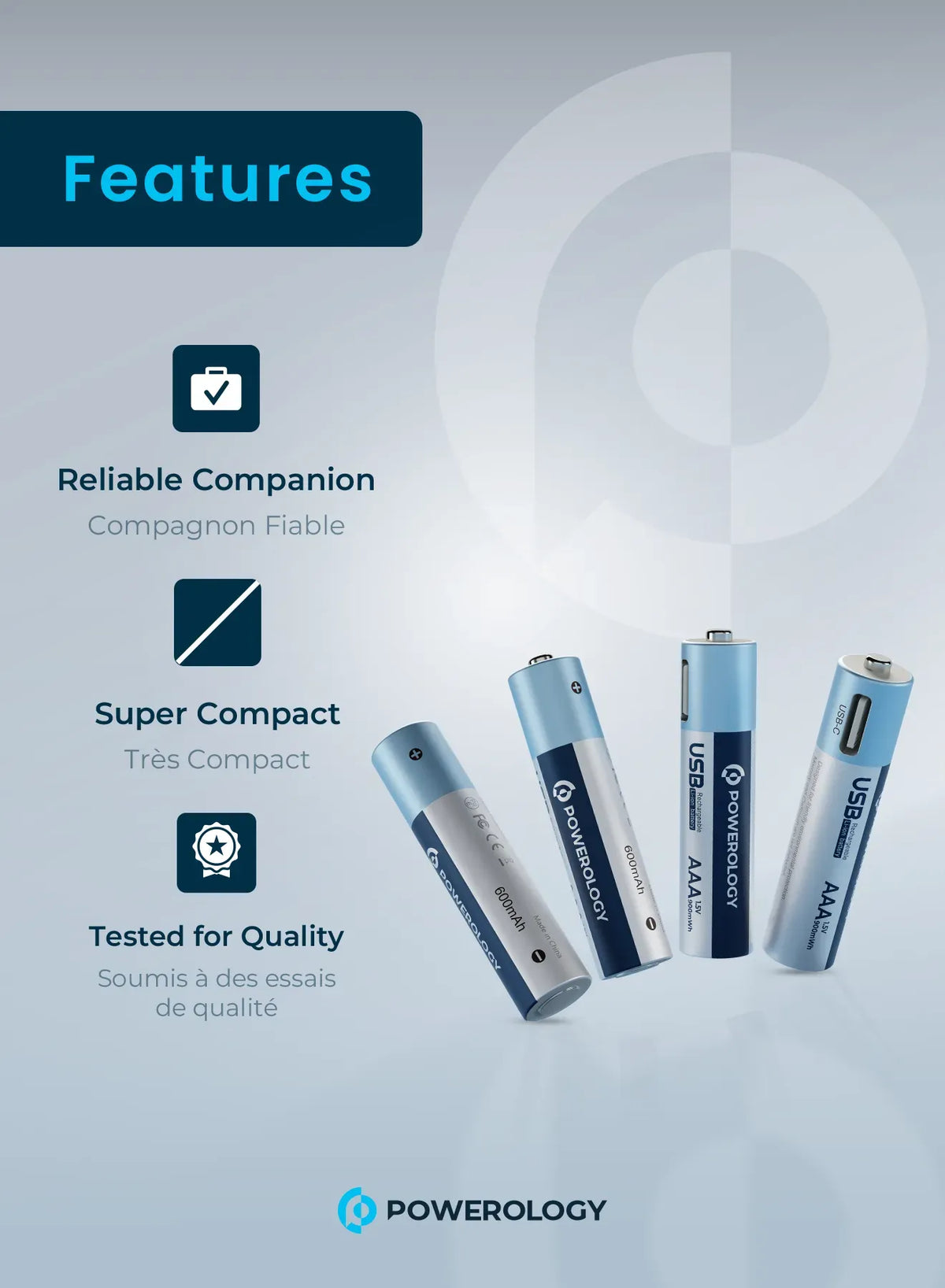 Powerology USB C Rechargeable Lithium Ion Aaa Battery – image 2