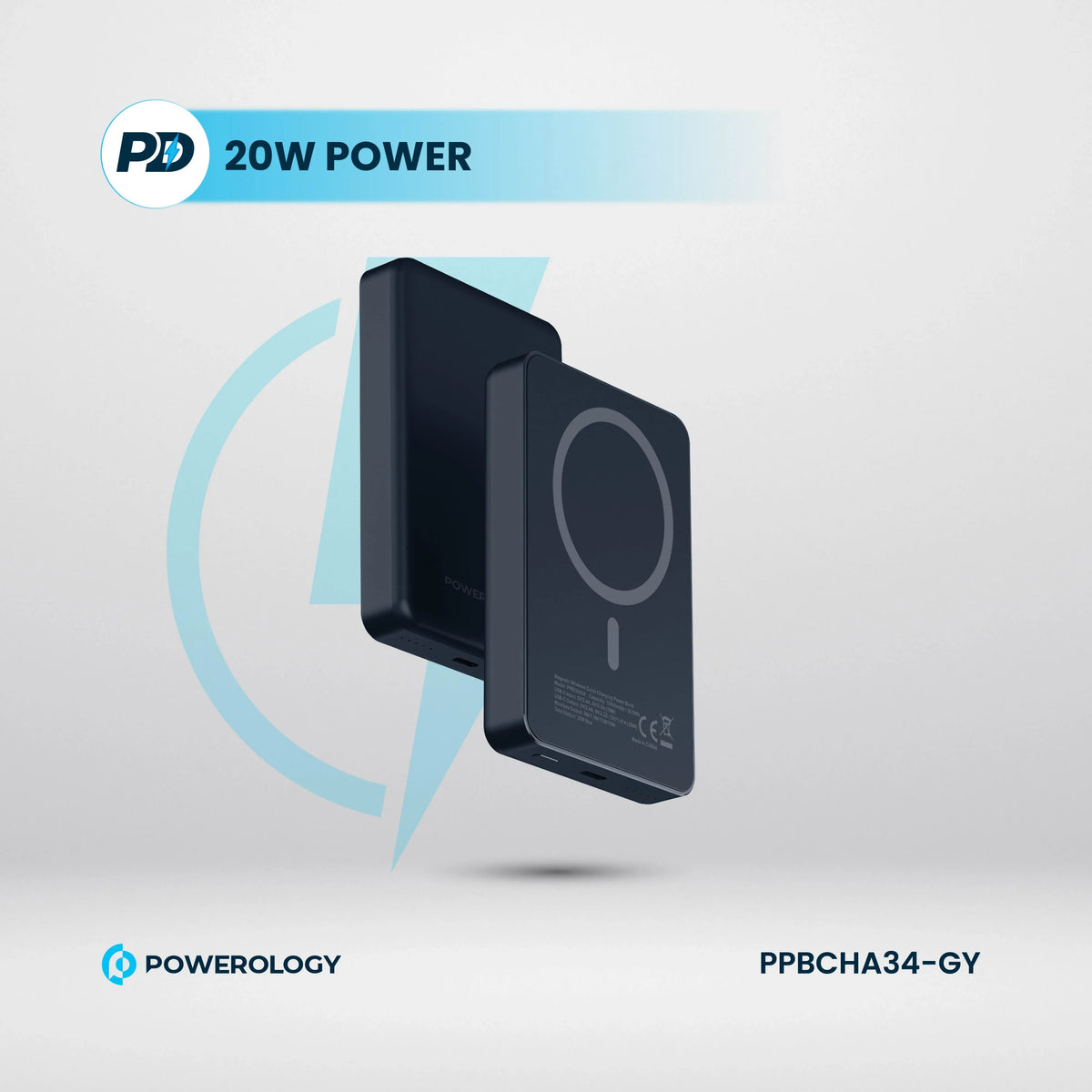 Powerology Spetelli 10000 m Ah MagSafe Aluminum Power Bank PD 20 W - DarkGrey – image 2