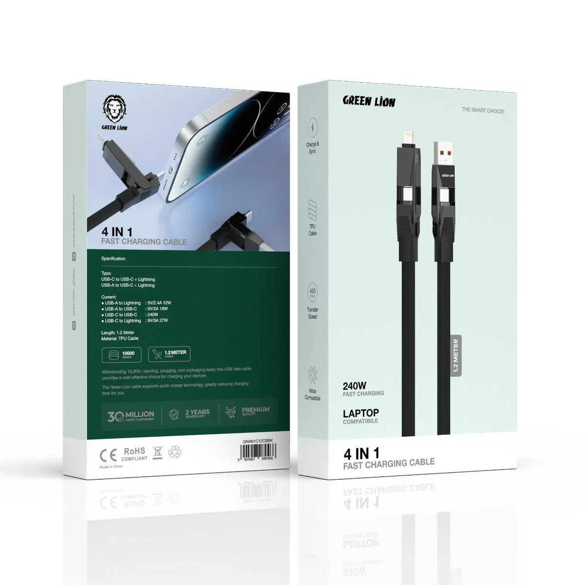 Green Lion 4 in 1 Fast Charging Cable Black – image 4