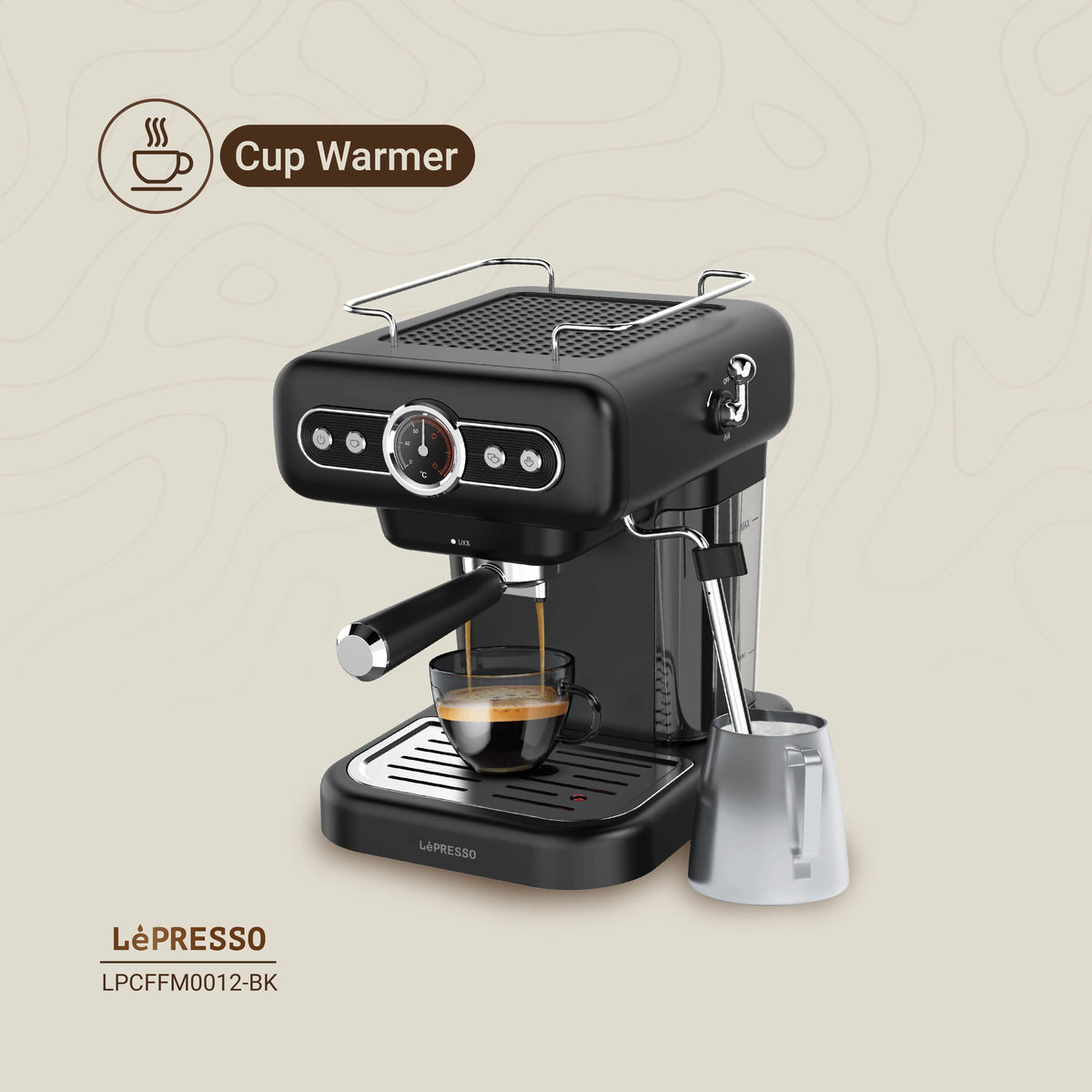 LePresso Retro Espresso Machine Boiler Gauge And Milk Steamer - Black – image 6