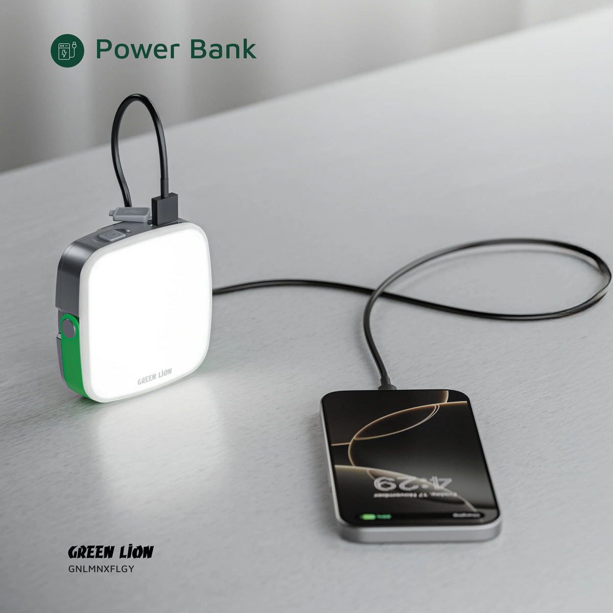 Green Lion Lumenix Portable LED Light with Power Bank 2000mahx2 Gray – image 8