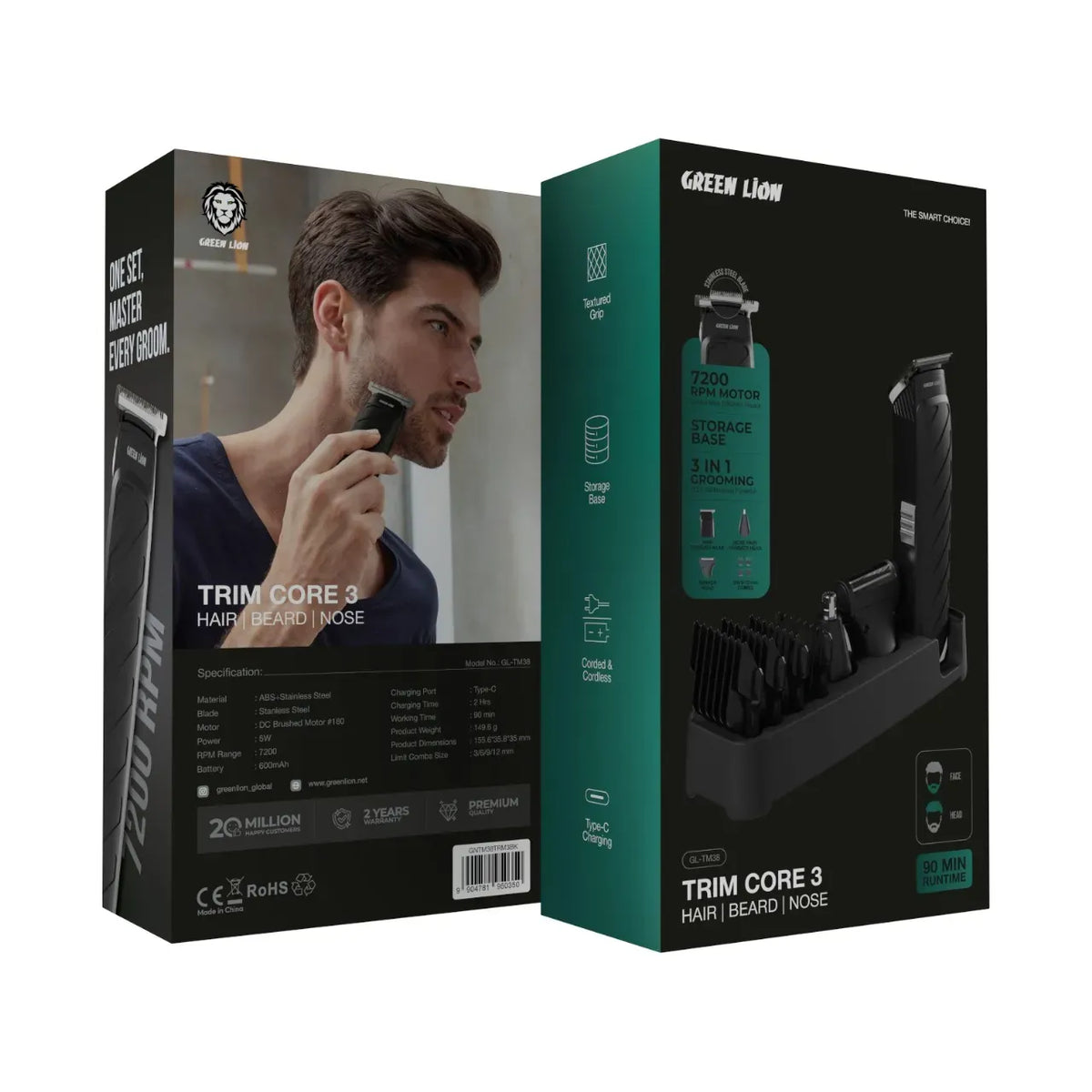 Green Lion Trim Core 3 Hair Beard Nose Trimmer Black – image 2