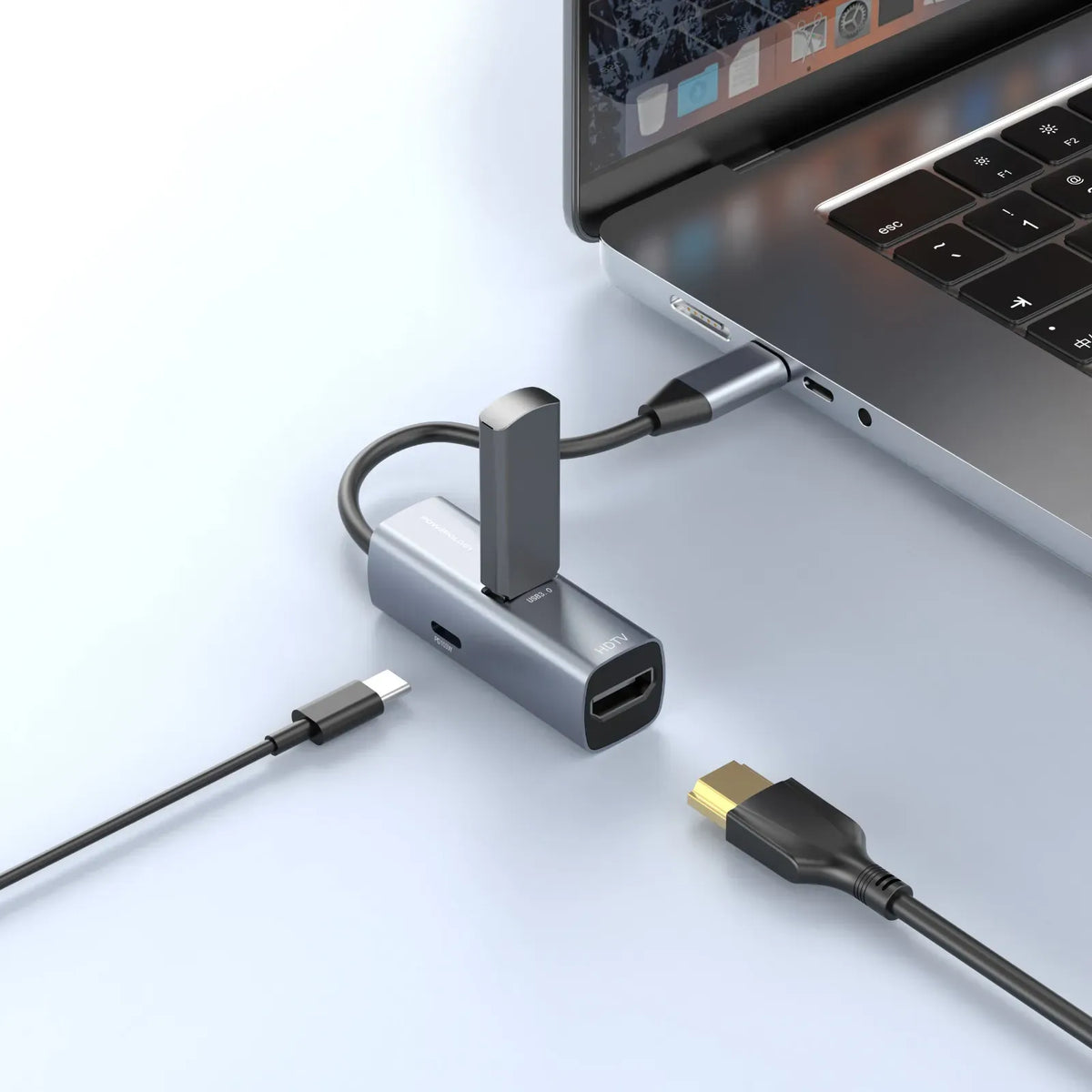 Powerology Aluminum Mini USB C Hub Black – image 5