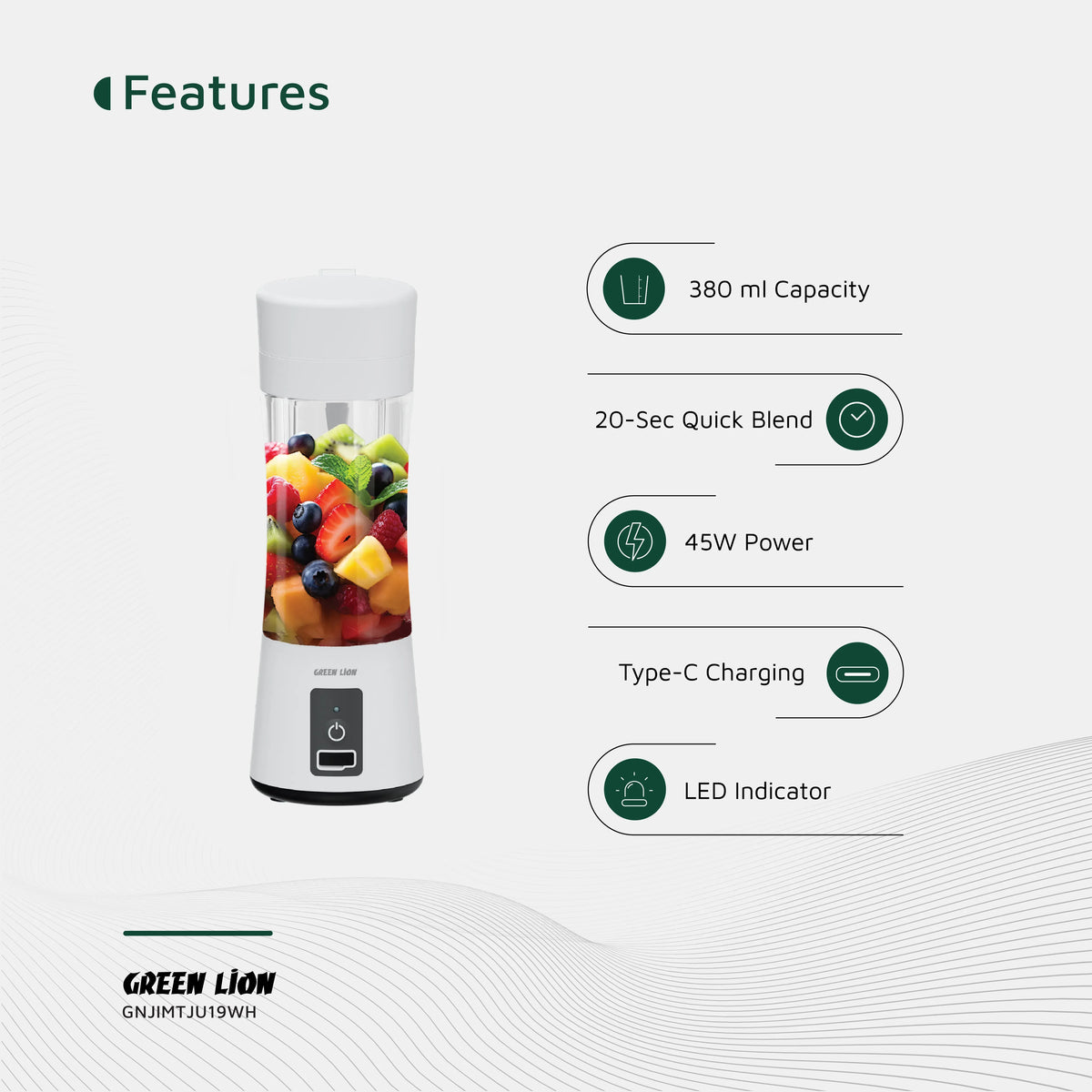 Green Lion Juice Mate Portable Juicer 380 ml - White – image 9