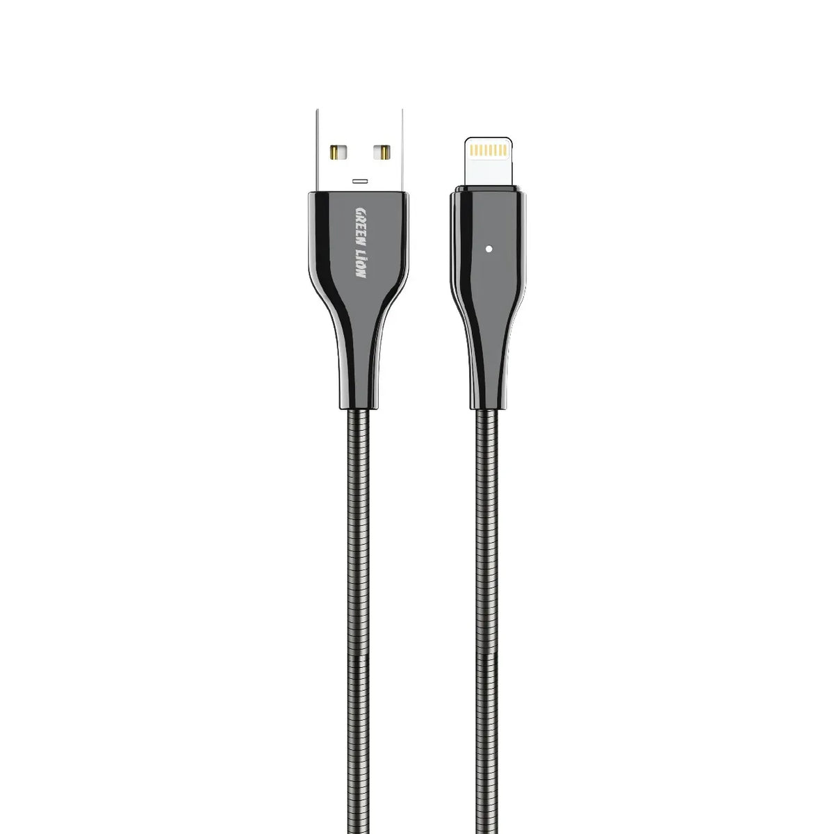 Green Lion USB A to Lightning Metal Spring Hose Cable Silver – image 2