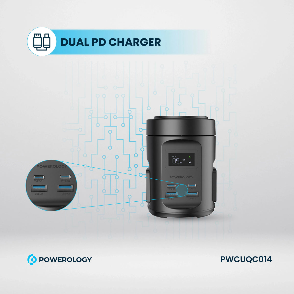 Powerology MagSafe Power Hub USB C Power Delivery and USB A QC 3 0 – image 26