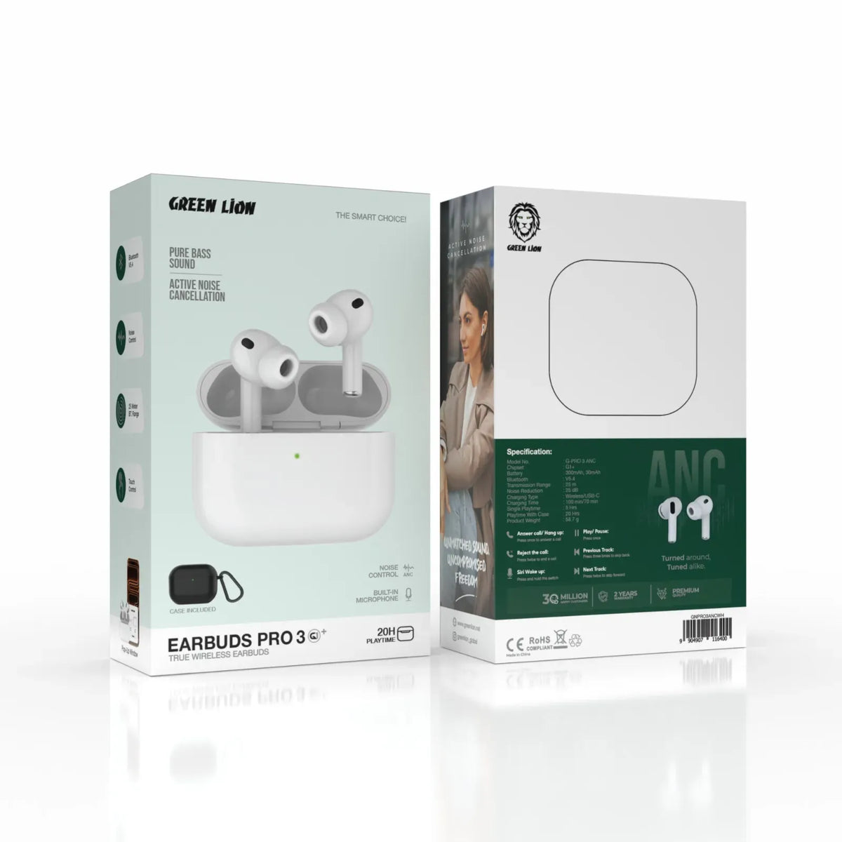 Green Lion Earbuds Pro 3 True Wireless Earbuds White – image 4