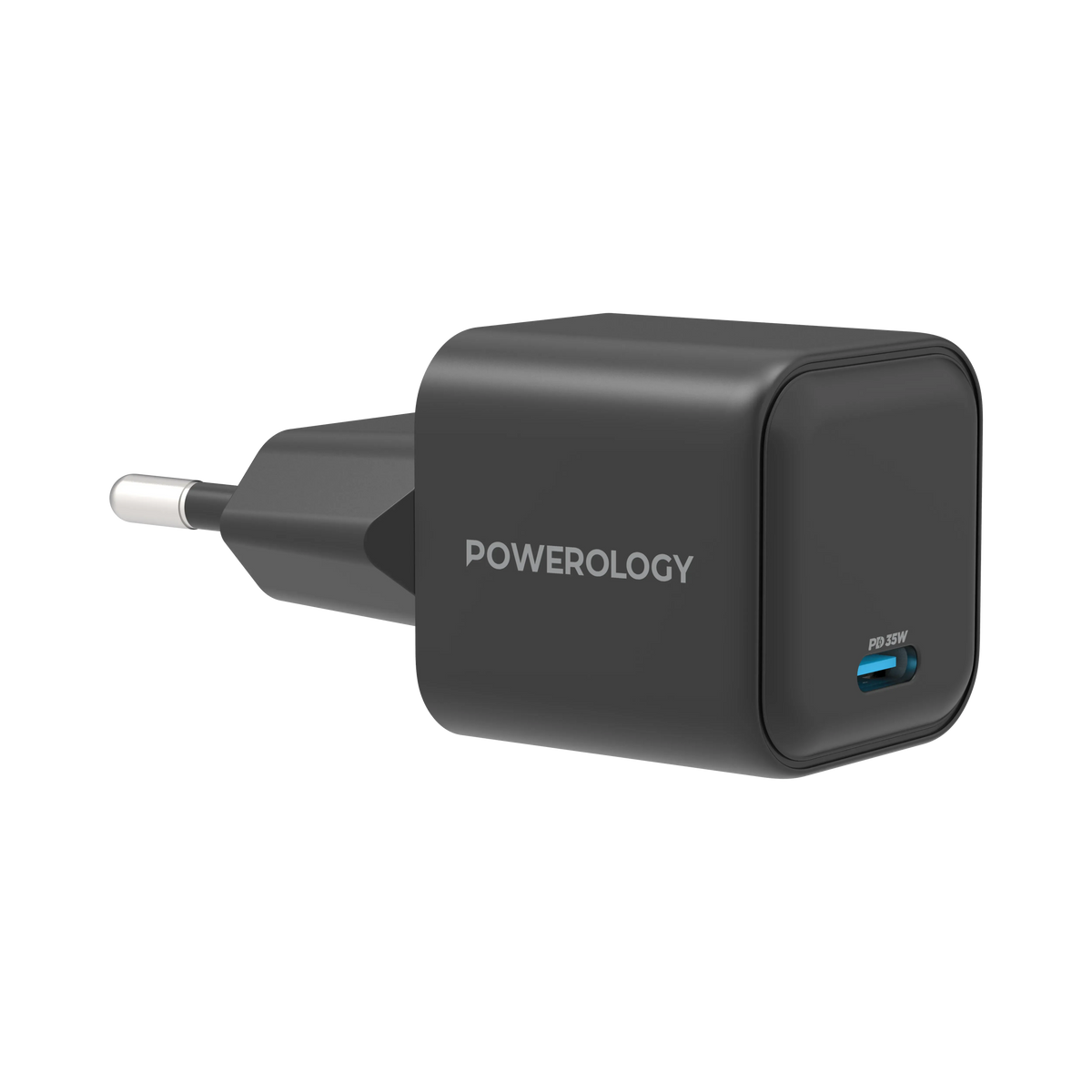 Powerology 35w Single Port Type C Gan Charger with Eu Plug Black – image 9