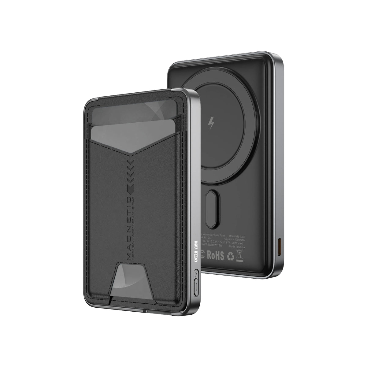 Green Lion Mag Mate 5000 m Ah Power Bankwith Card Holder - Black