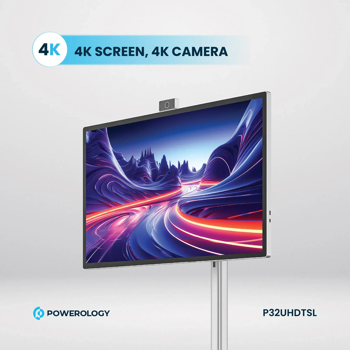 Powerology Android 32” UHD 60 Hz Tabletwith Stand 8+128 GB - Silver