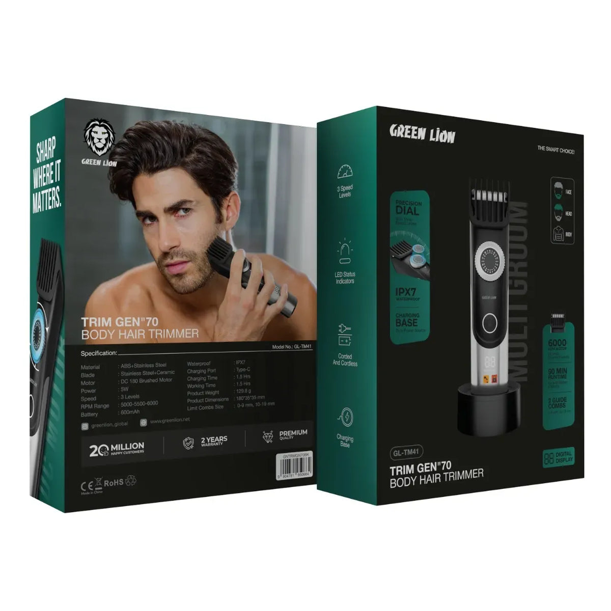Green Lion Trim Gen 70 Body Hair Trimmer Black – image 5