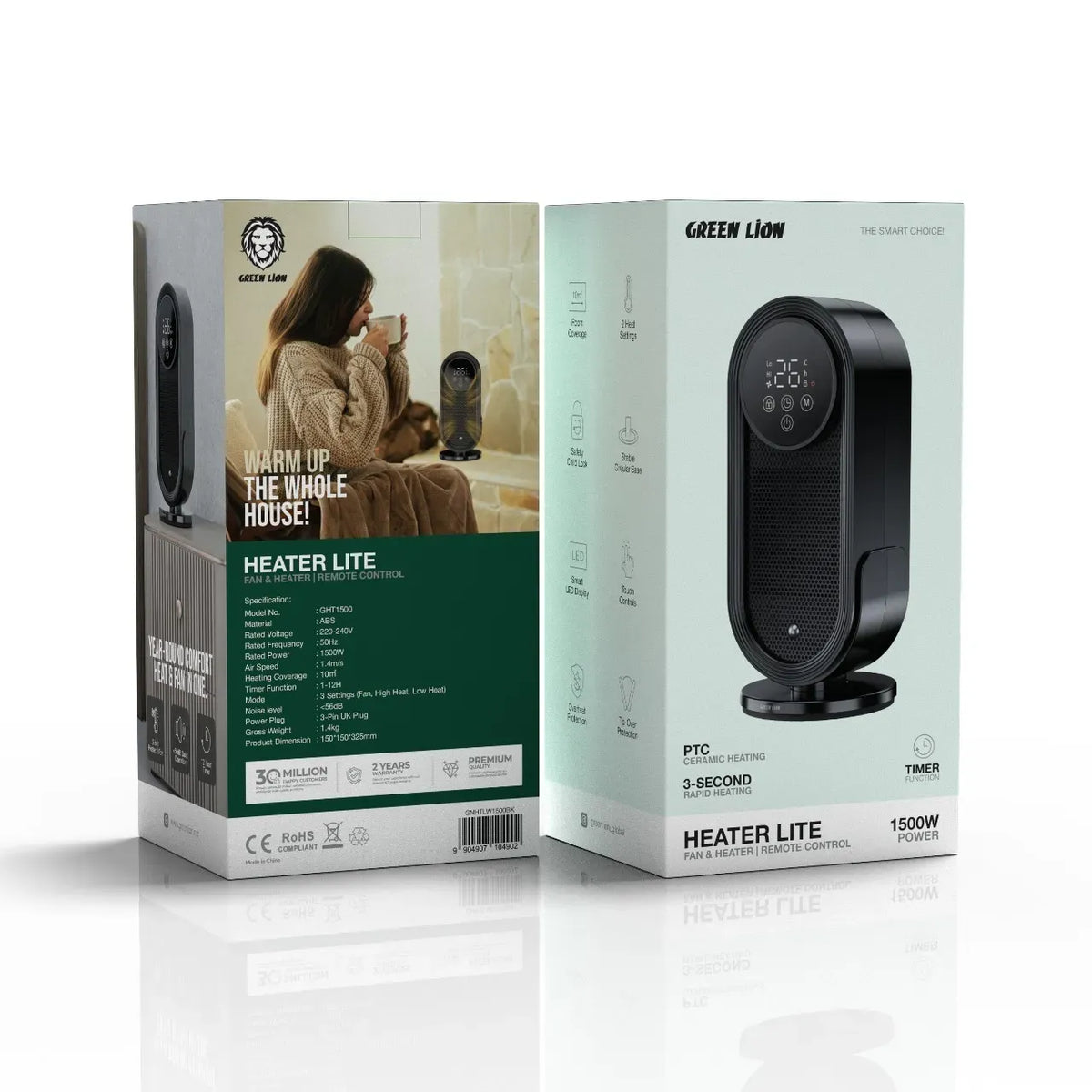 Green Lion Heater Litewith Remote Control 1500 W - Black – image 3