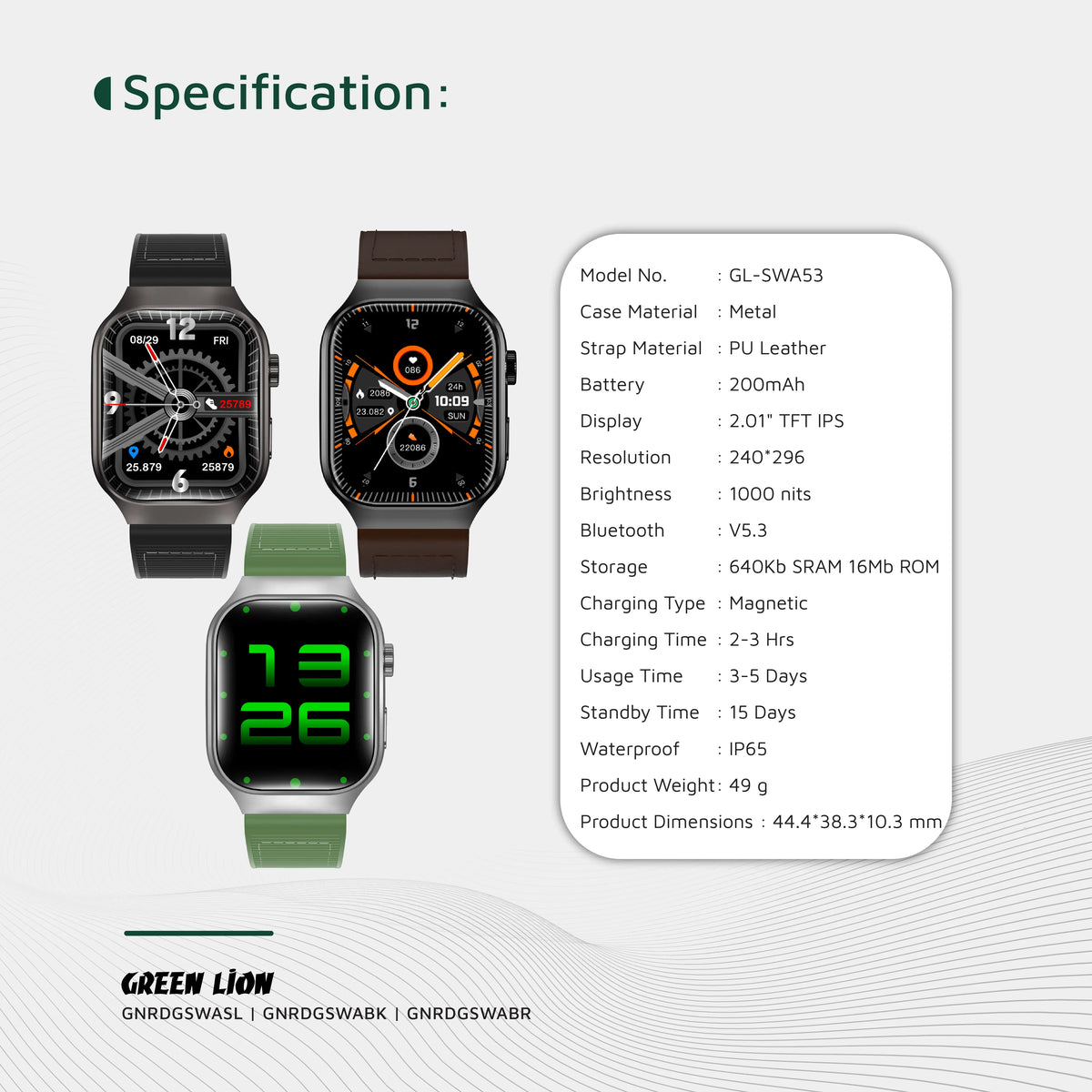 Green Lion Ridge Smart Watch - Black&Black – image 13