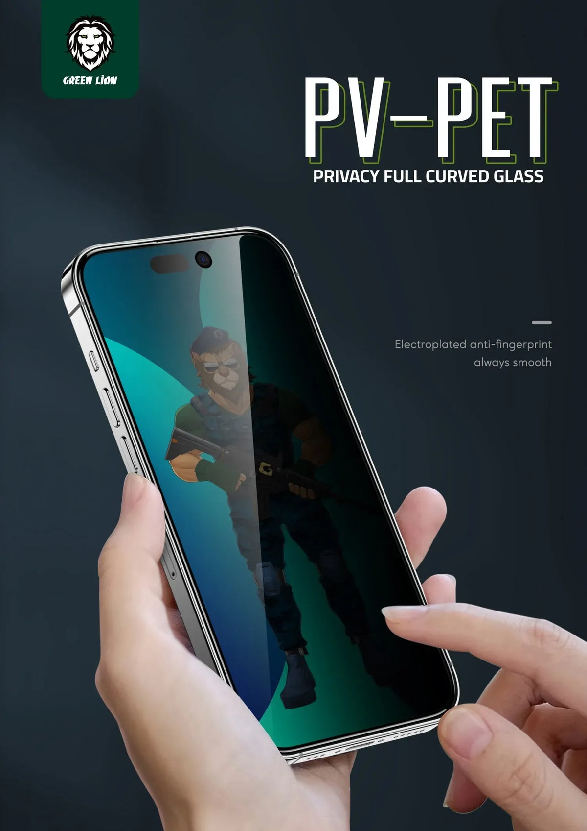 Green 3d Pet Privacy Glass Screen Protector for Iphone 13 Pro Max 14 Plus – image 4
