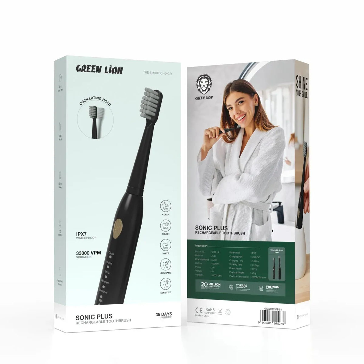 Green Lion Sonic Plus Rechargeable Toothbrush - Black – image 4