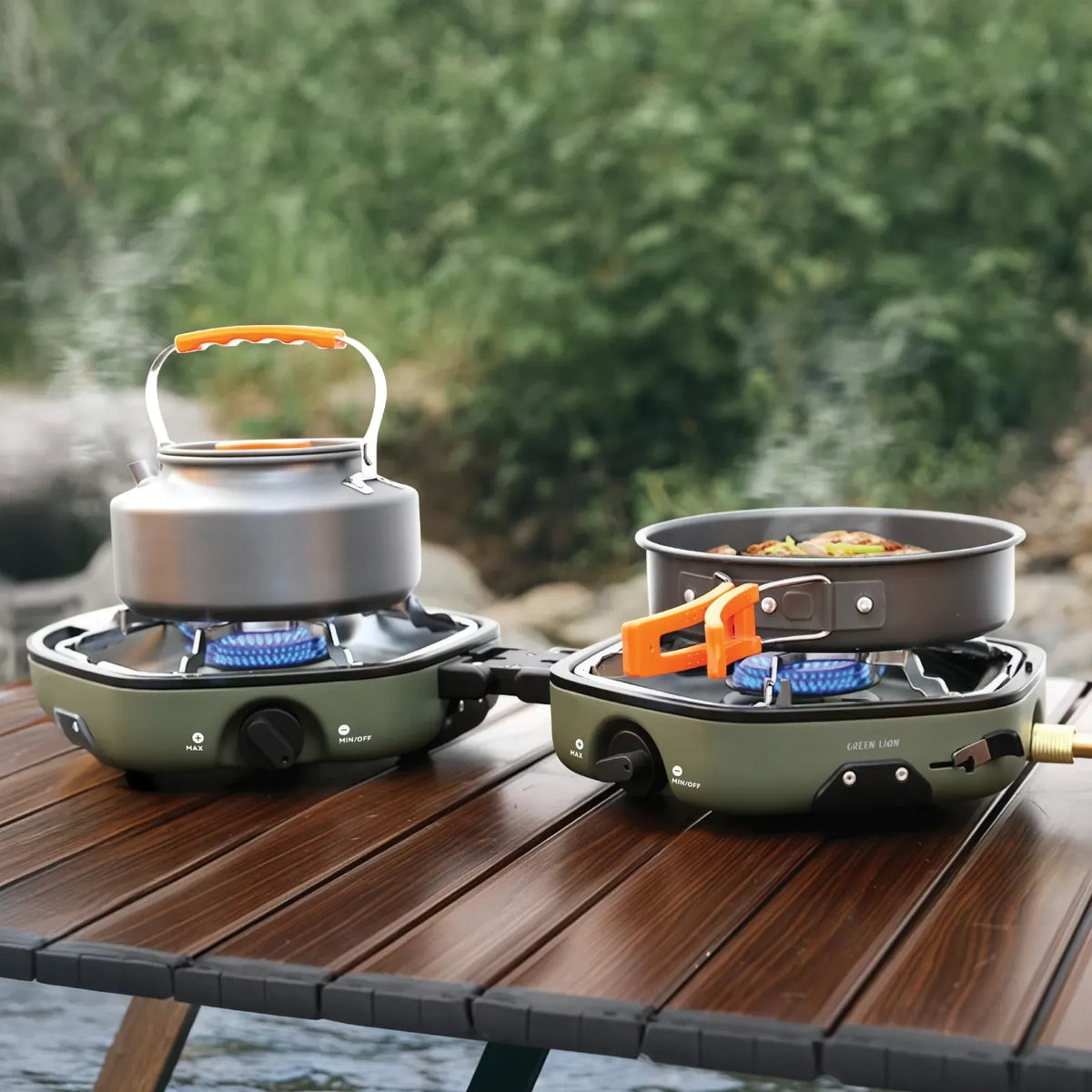 Green Lion Twin Flame Foldable Camping Stove Green – image 2