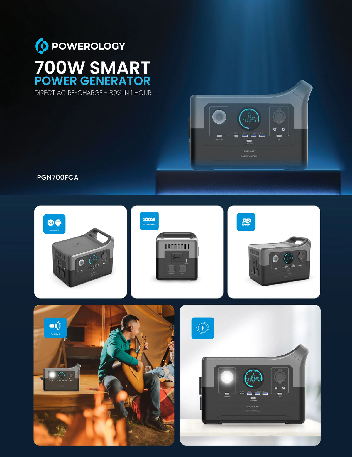 Bk Powerology Portable Power Generator Fast Charging with App 120000mAh 700w – image 24