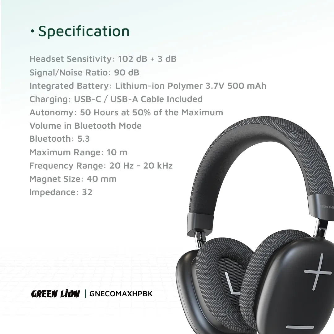 Green Lion Echo Max Headphone - Black – image 10