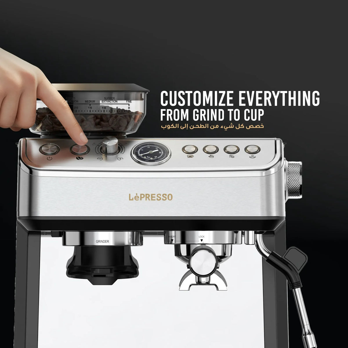 LePresso Espresso Machine Conical Grinder Steamer Silver – image 11