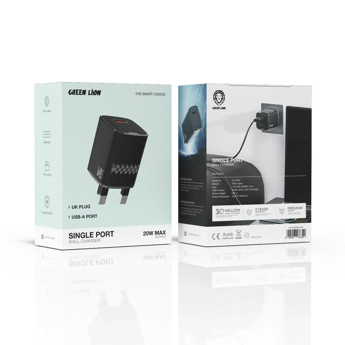 Green Lion Single Port Wall Charger Black – image 7