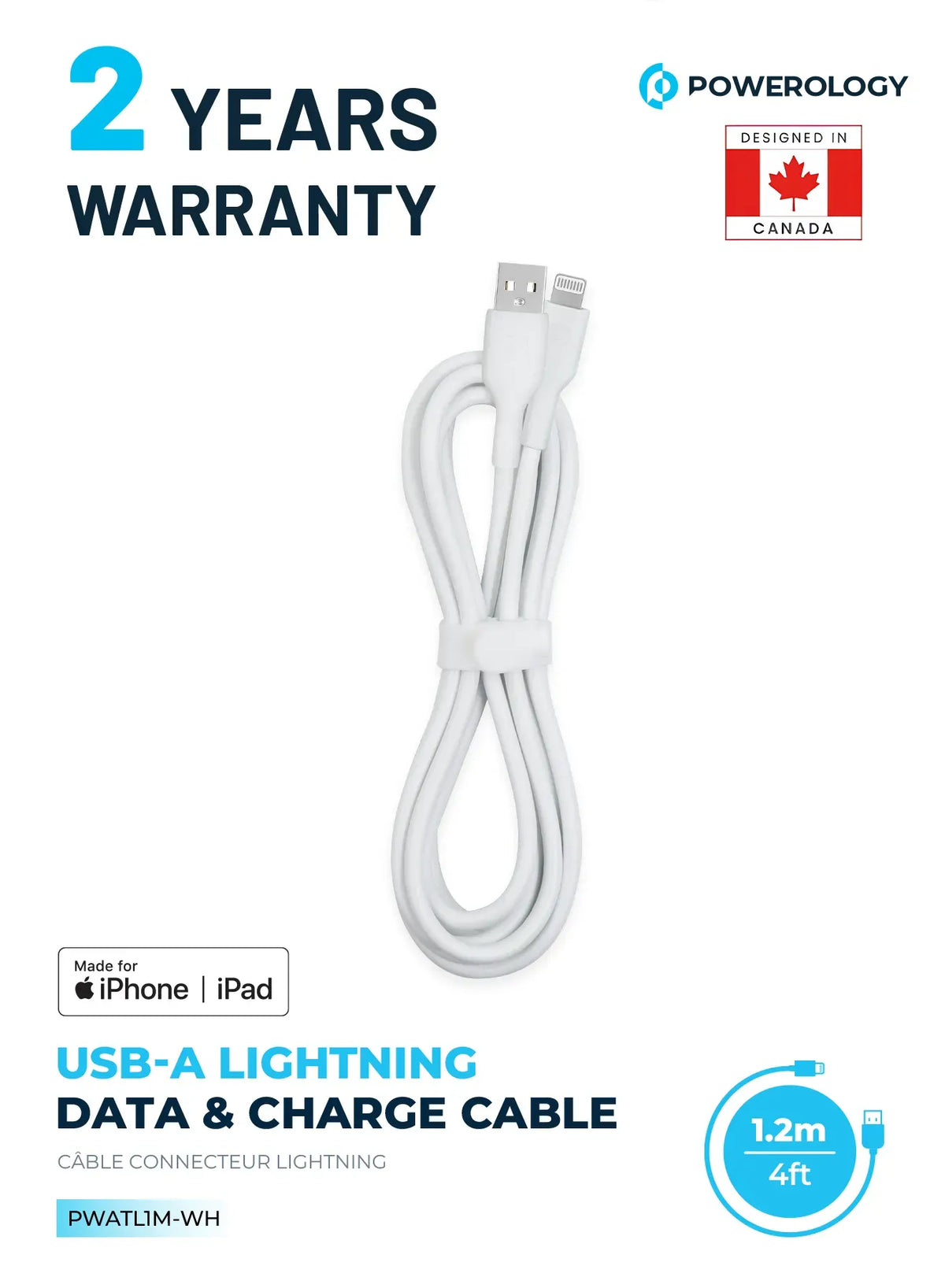 Powerology TPEUSB-A To Lightning Data Sync And Charge 1.2 m - White – image 8