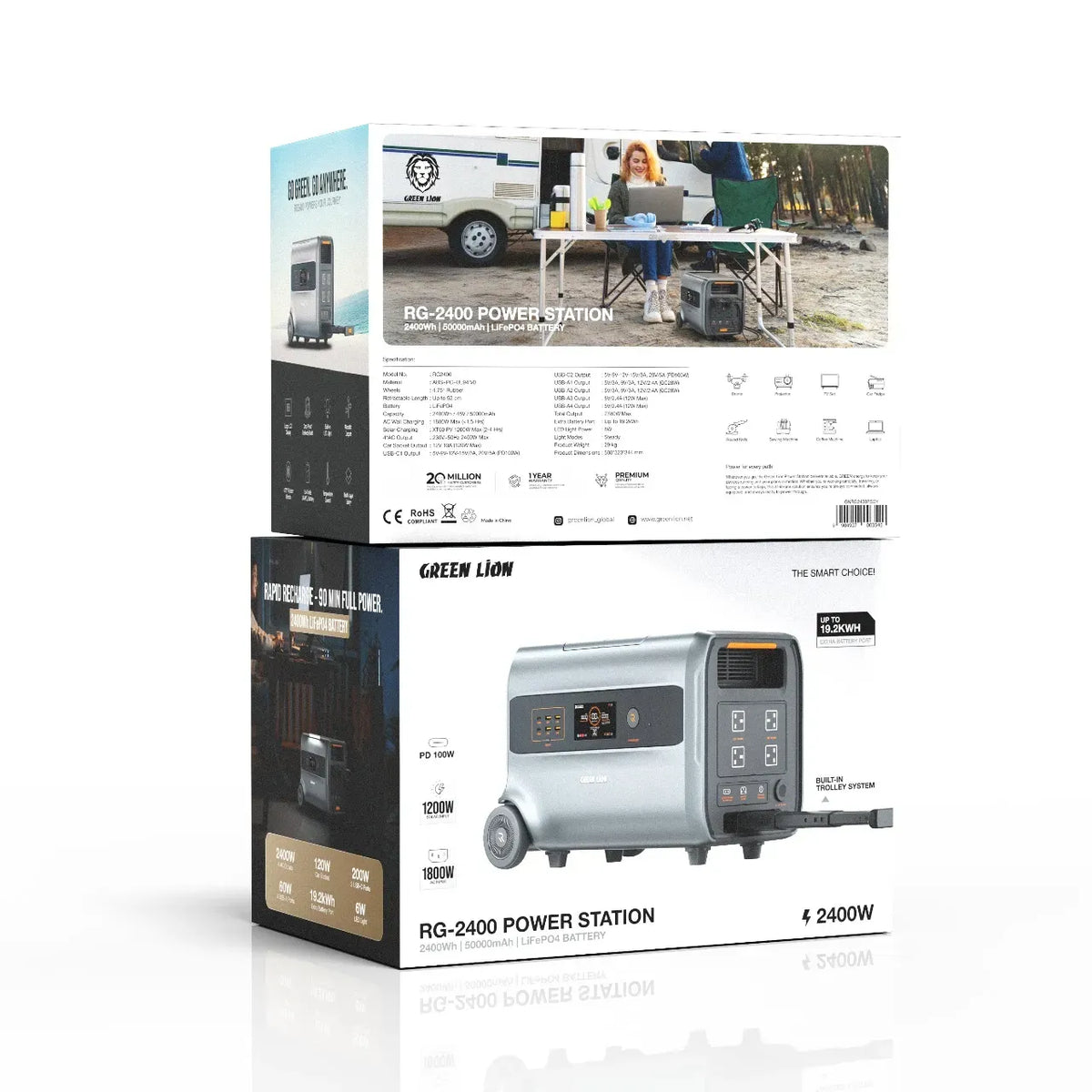 Green Lion RG-2400 Power Station-2400 Wh 750000 m Ah 2400 W(Li Fe PO 4)-Gray – image 3