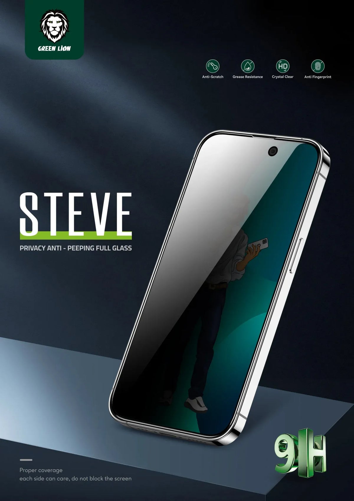 Green Lion 9h Steve Privacy Full Glass Screen Protector – image 9