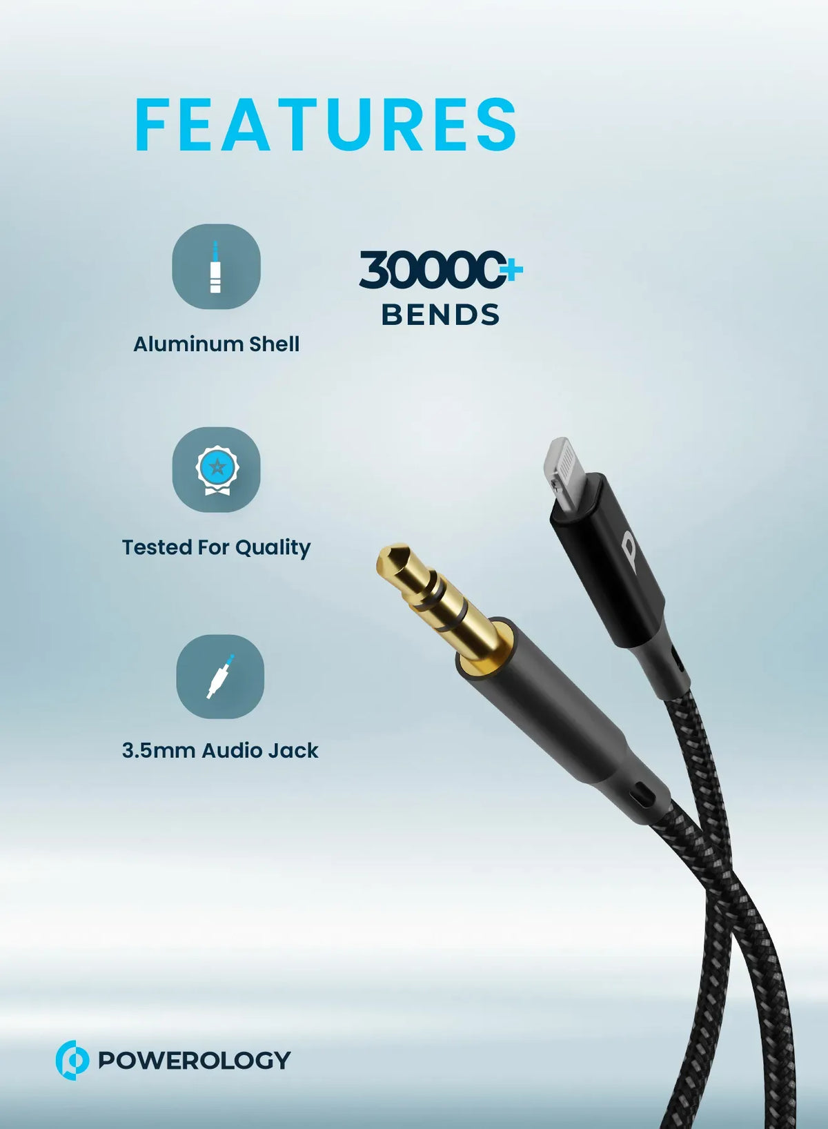 Powerology Braided Aux Lightning Audio Cable 1 2m 4ft – image 14