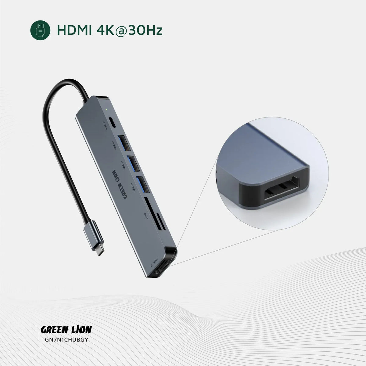 Green Lion 7 in 1 USB C Hub Gray – image 6