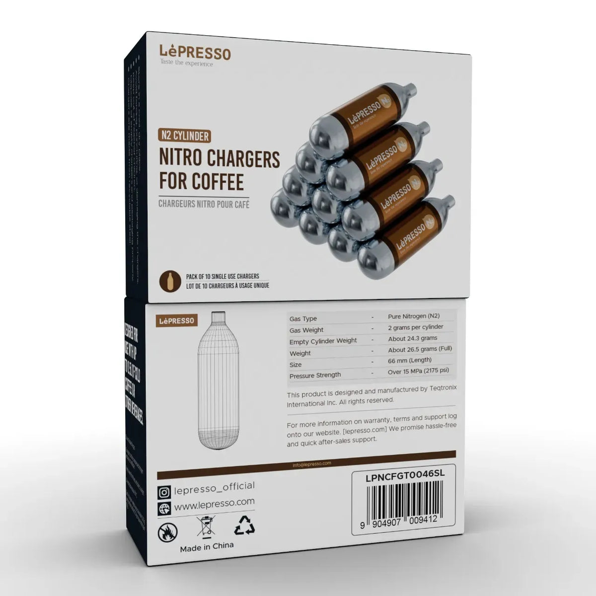 LePresso N2 Cylinder Nitro Chargers 2g for Coffee Silver – image 2