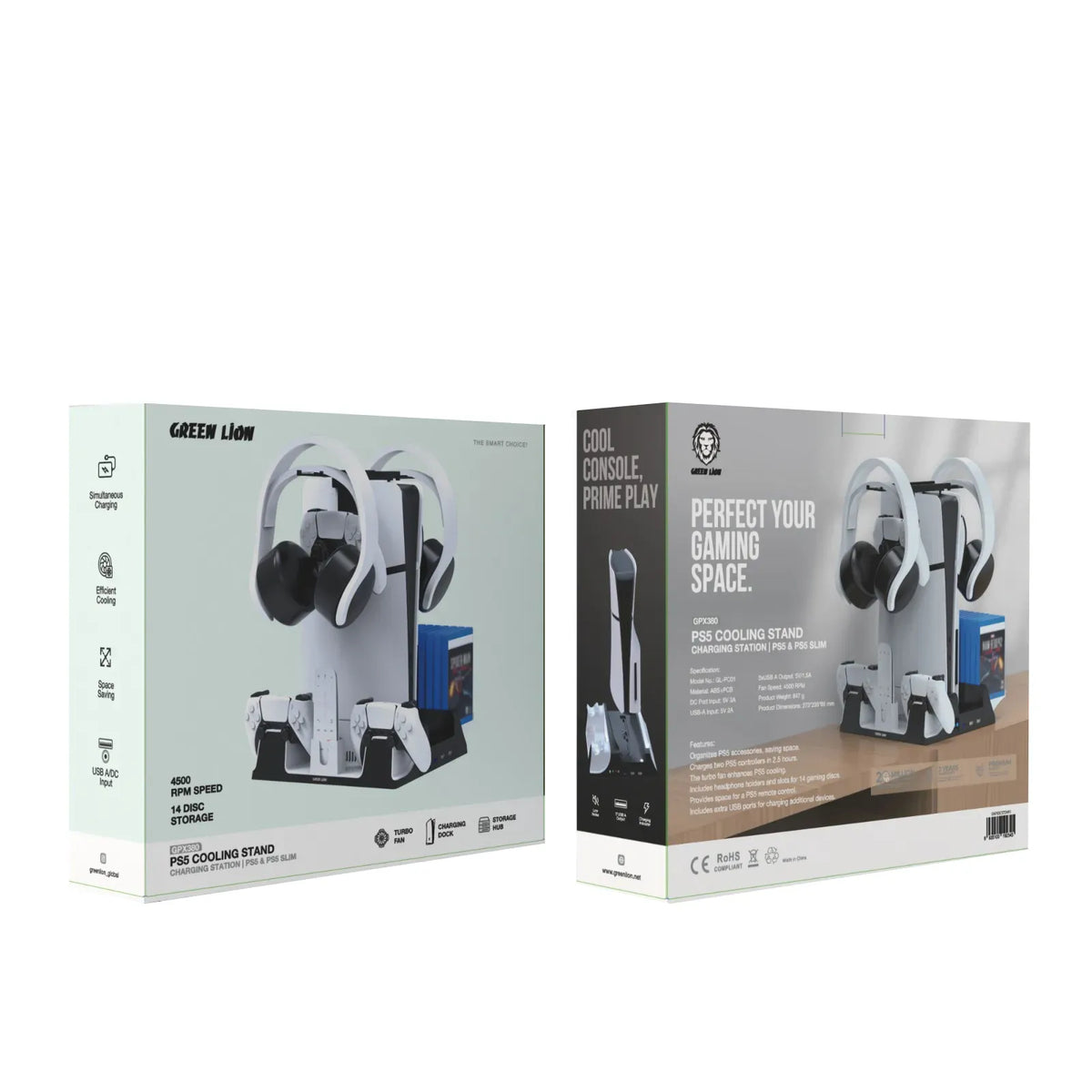 Green Lion Ps5 Cooling Stand Charging Station White – image 3