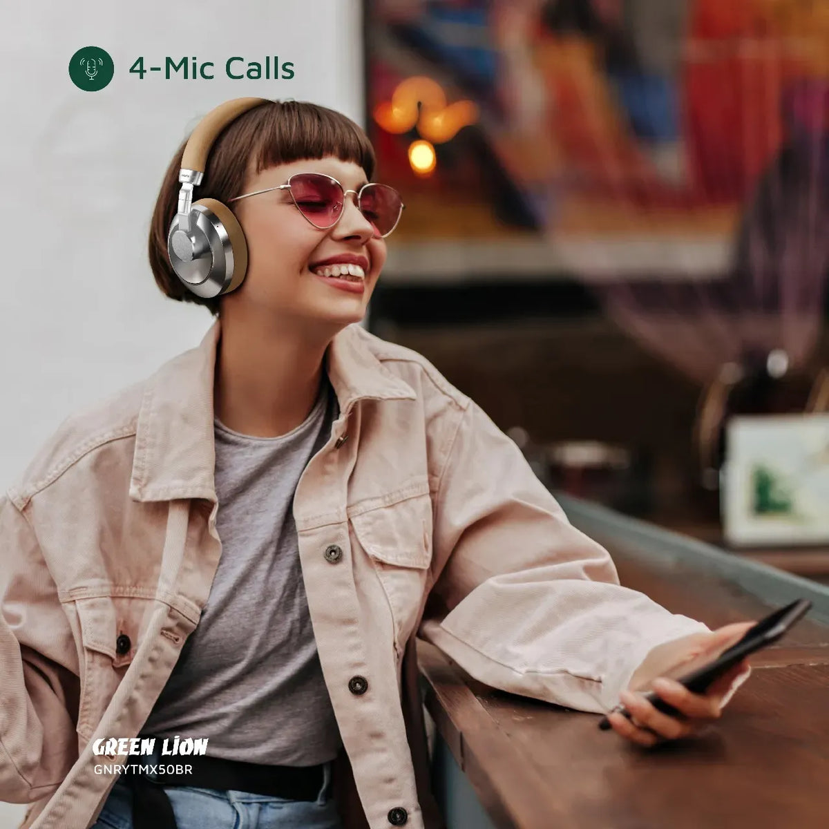 Green Lion Rhythm X 50 ANC Wireless Headphone - Brown – image 8