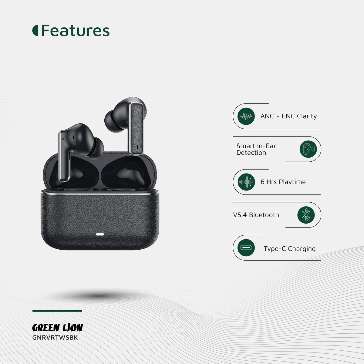 Green Lion River True Wireless Earbuds - Black – image 2